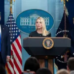 President Donald Trump holds a press conference with Attorney General Pam Bondi